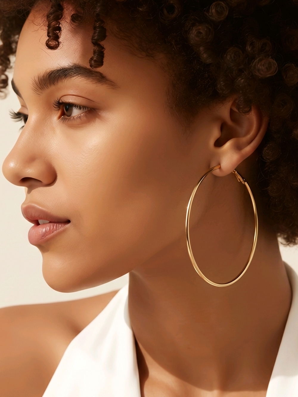 Oversized Gold Hoop Earrings 70mm Thin Stainless Steel Leverback Statement Bold